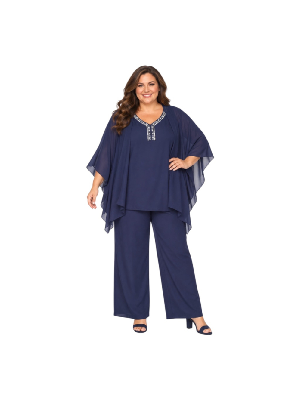 WTJIAPAI Navy 3 Piece Chiffon Mother of Bride Pantsuit 20W NWT